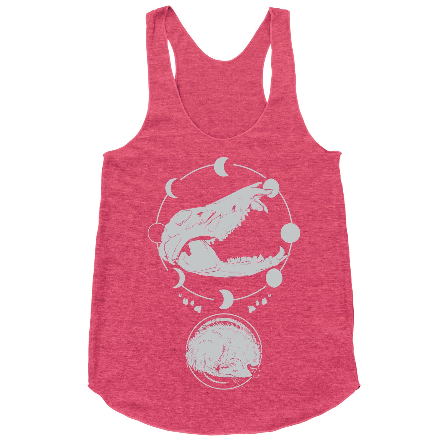 Occult Trash Possum White Print Racerback Tank