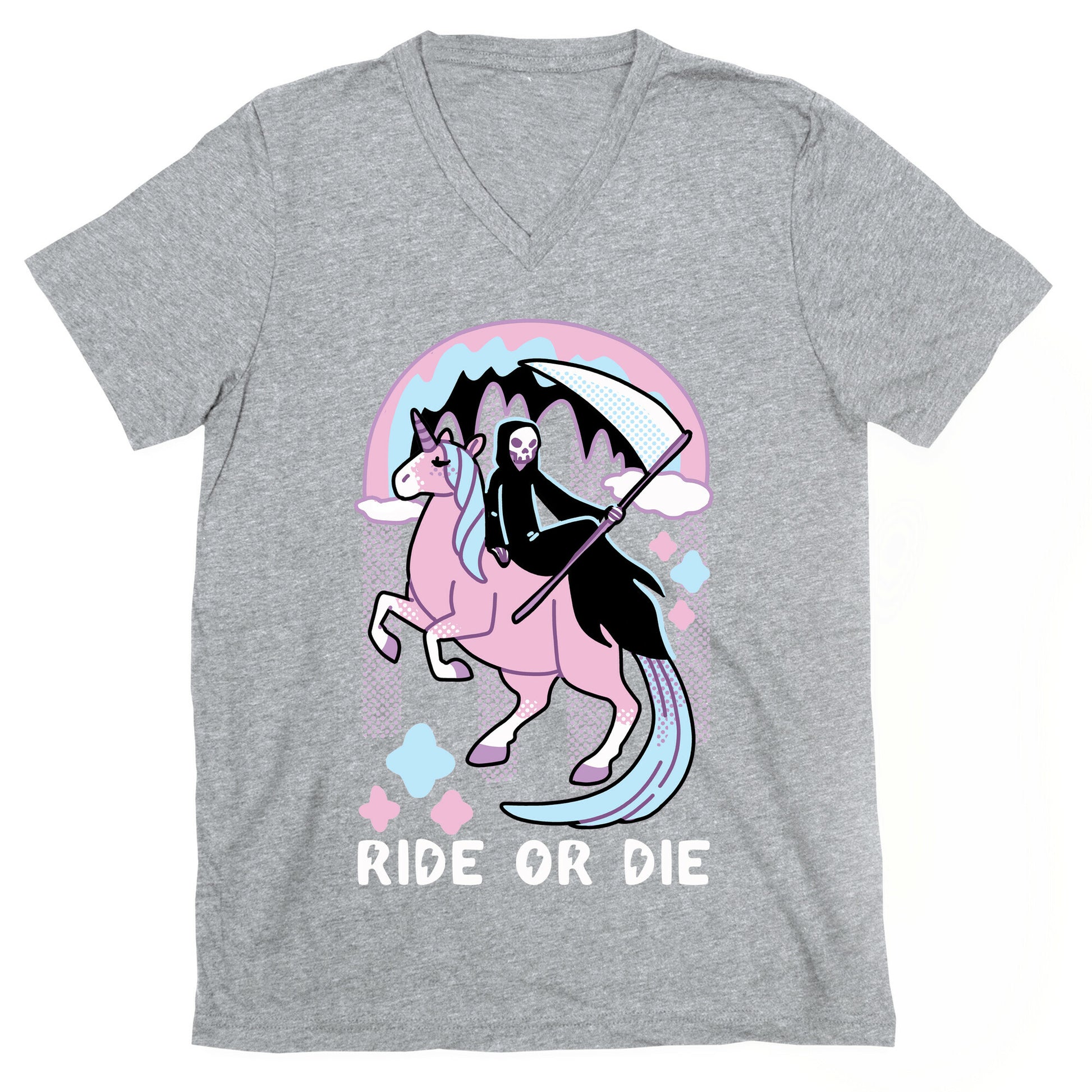 Ride or Die - Grim Reaper and Unicorn V-Neck