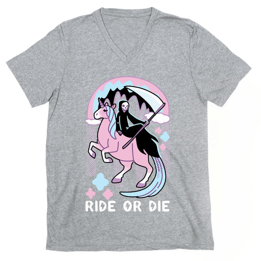 Ride or Die - Grim Reaper and Unicorn V-Neck