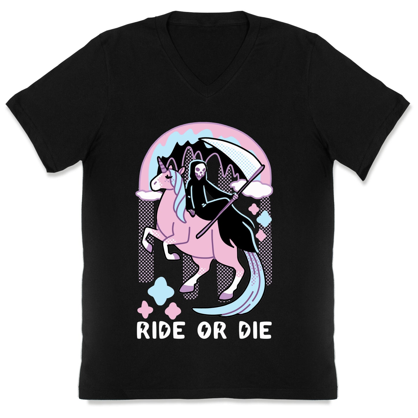 Ride or Die - Grim Reaper and Unicorn V-Neck
