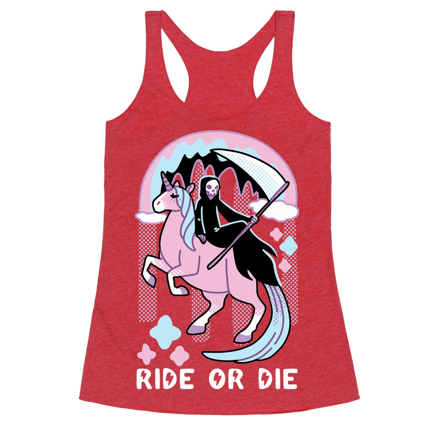 Ride or Die - Grim Reaper and Unicorn Racerback Tank