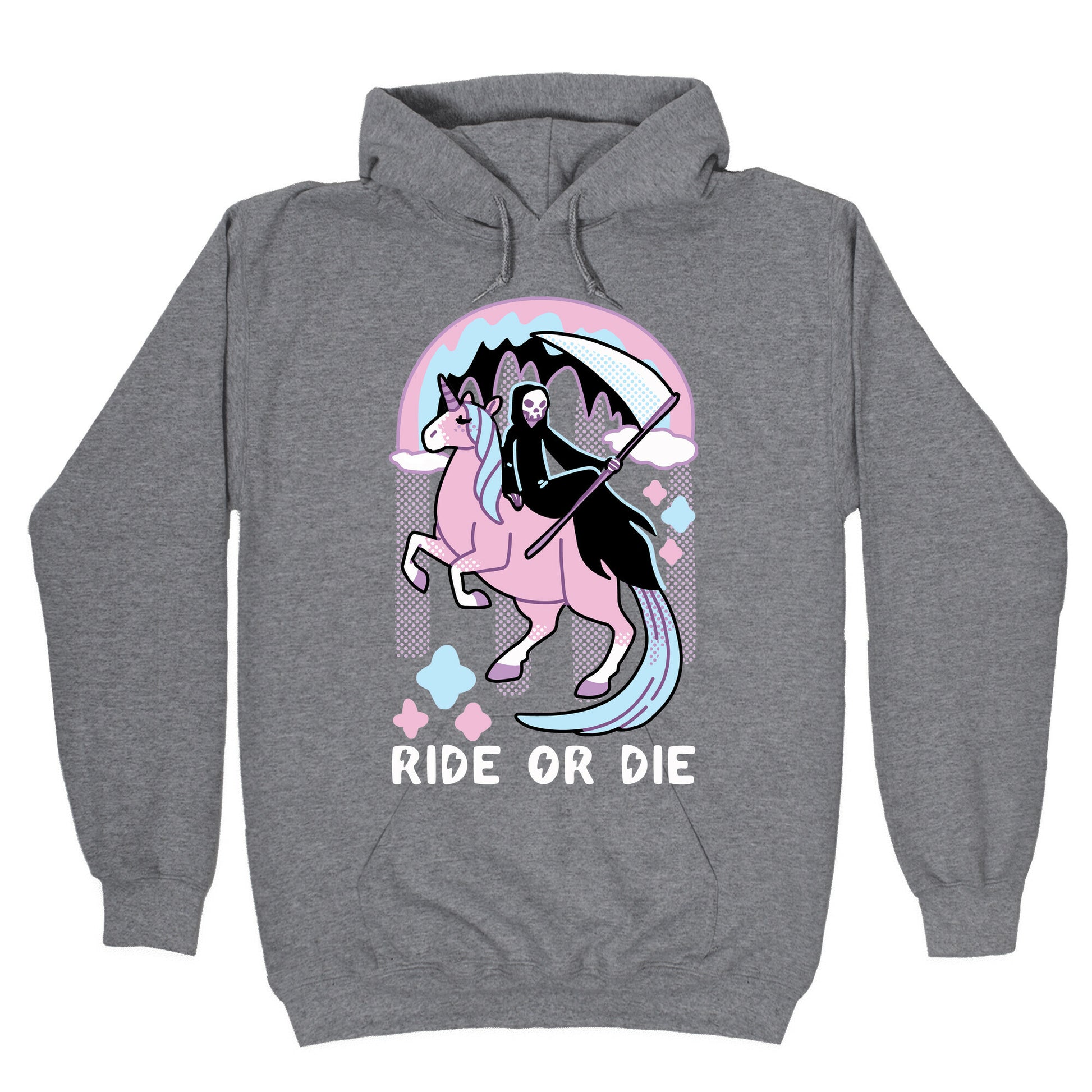 Ride or Die - Grim Reaper and Unicorn Hoodie