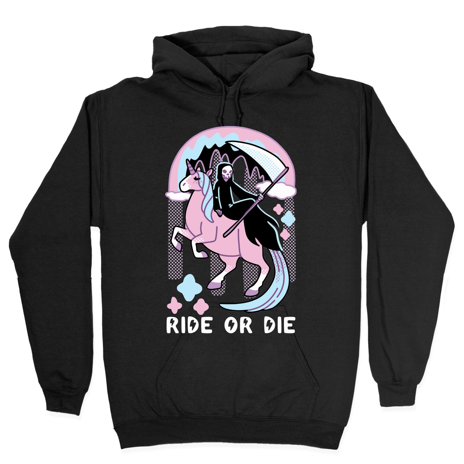 Ride or Die - Grim Reaper and Unicorn Hoodie