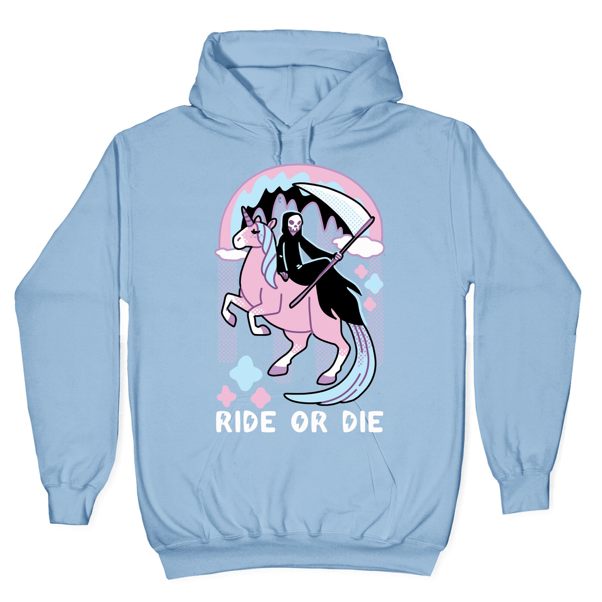 Ride or Die - Grim Reaper and Unicorn Hoodie