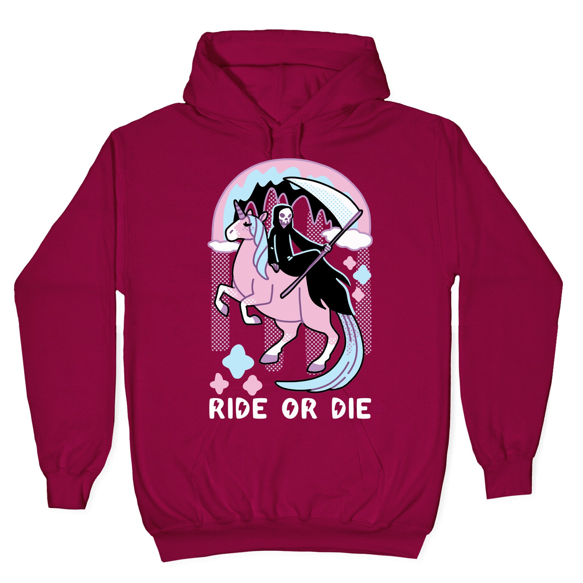 Ride or Die - Grim Reaper and Unicorn Hoodie