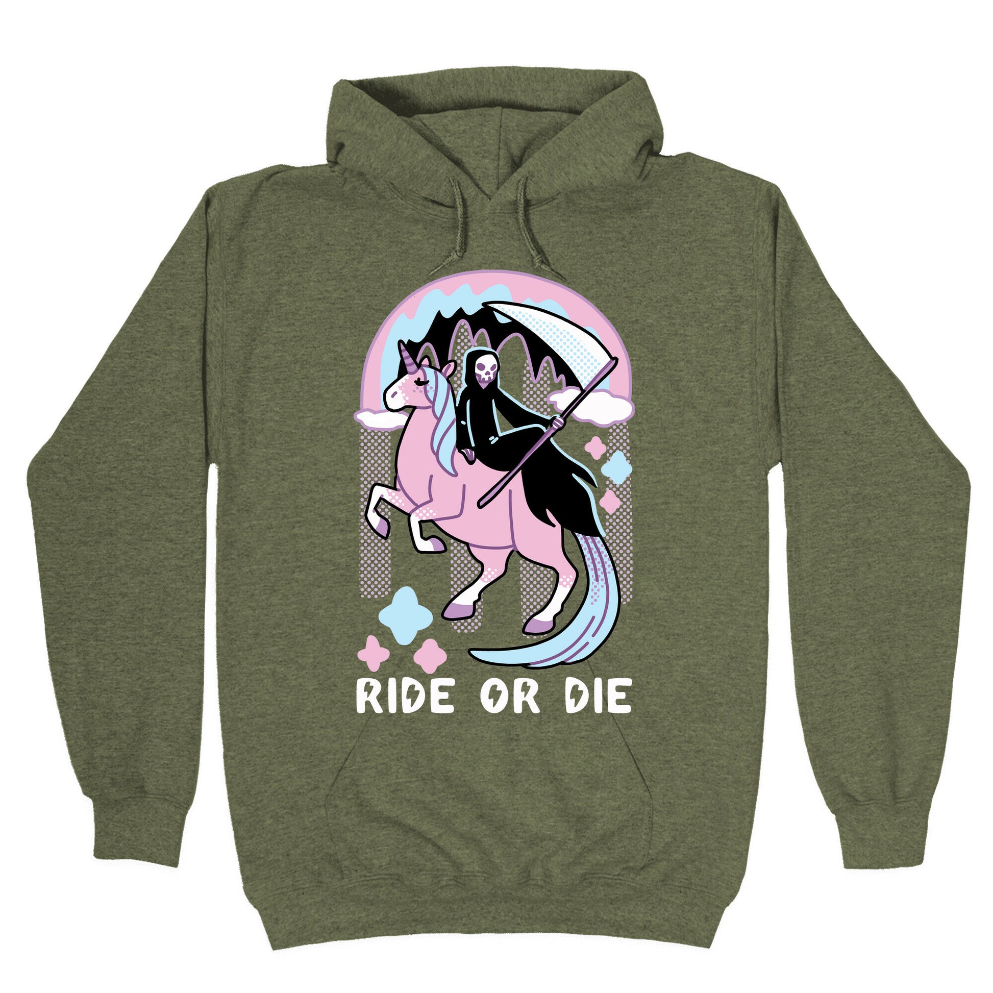 Ride or Die - Grim Reaper and Unicorn Hoodie
