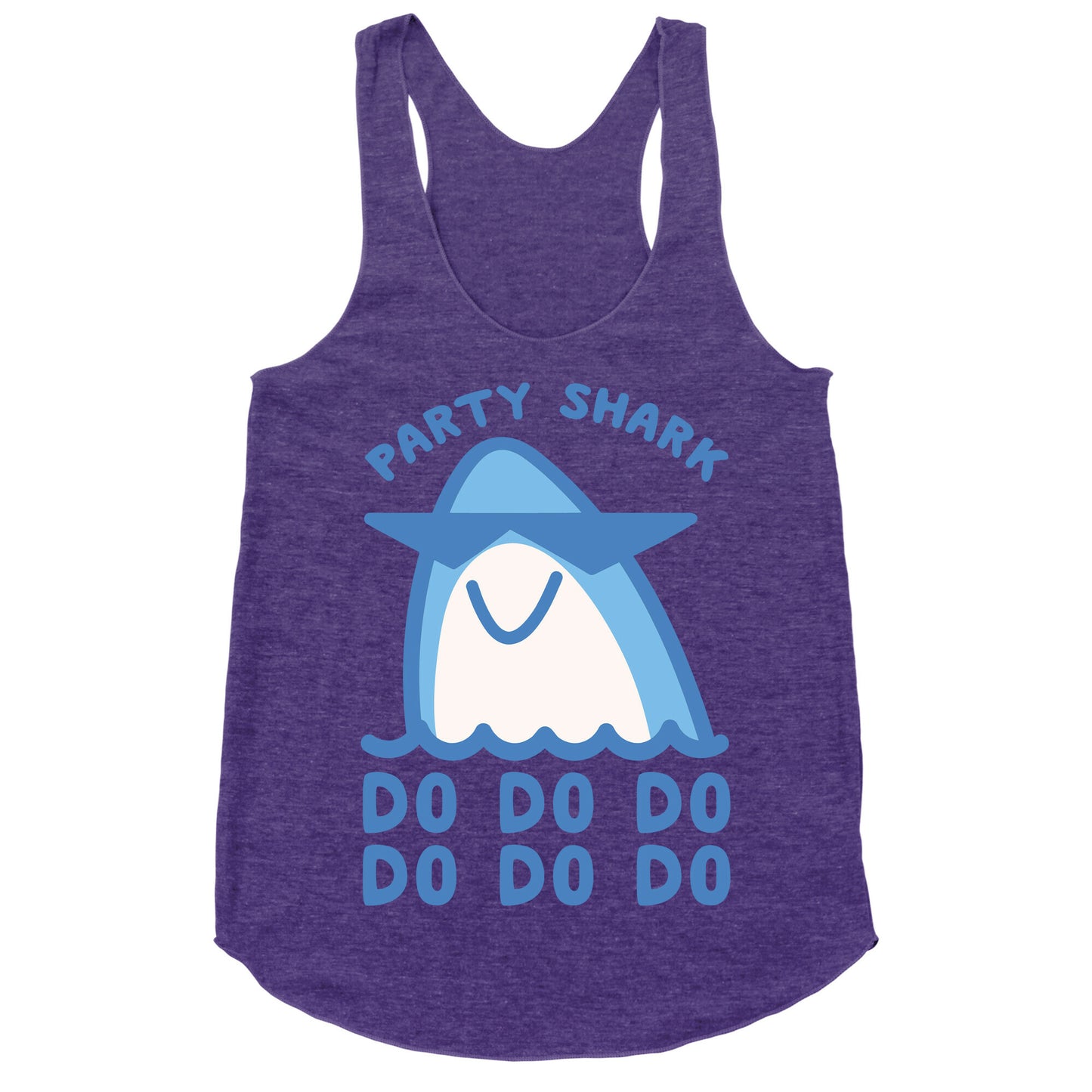 Party Shark Parody White Print Racerback Tank