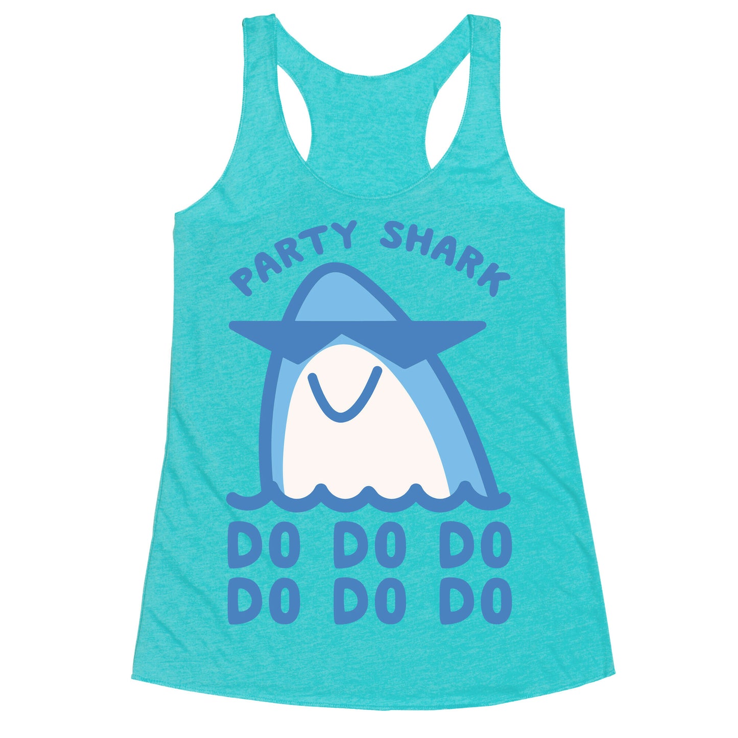 Party Shark Parody White Print Racerback Tank