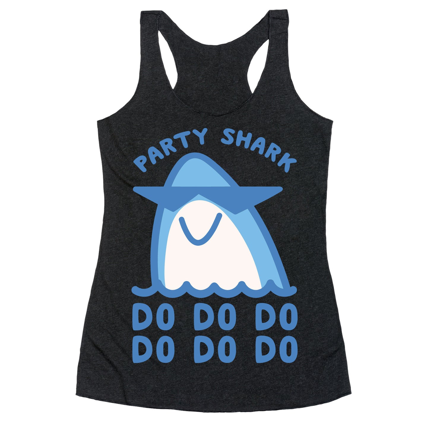 Party Shark Parody White Print Racerback Tank