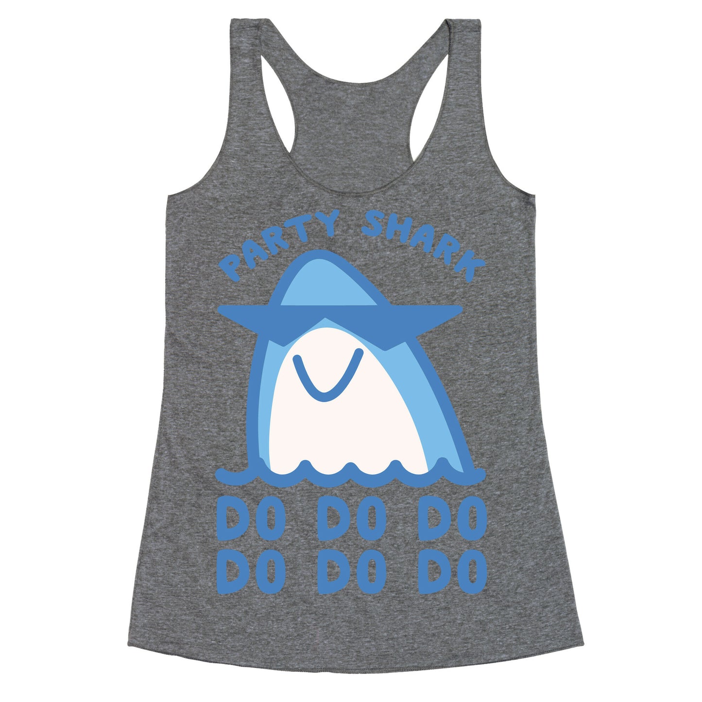 Party Shark Parody White Print Racerback Tank