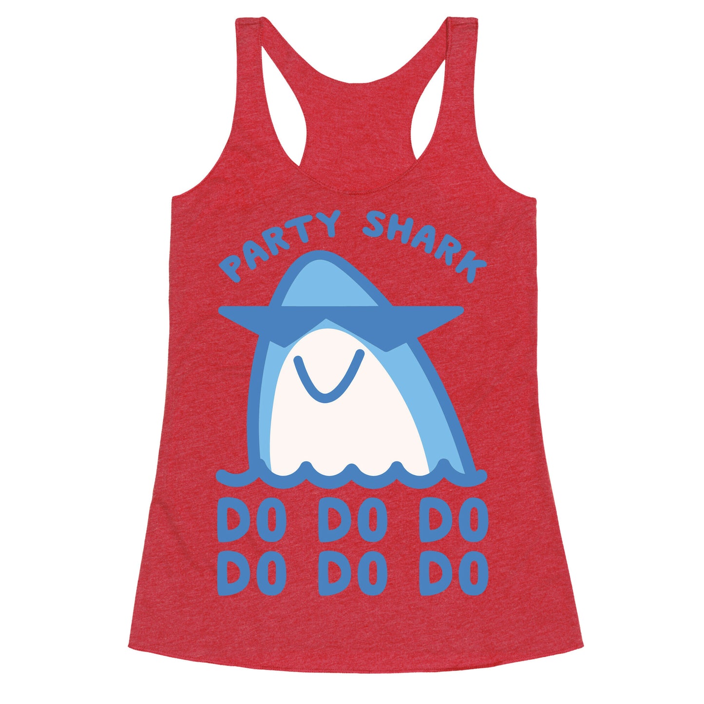 Party Shark Parody White Print Racerback Tank