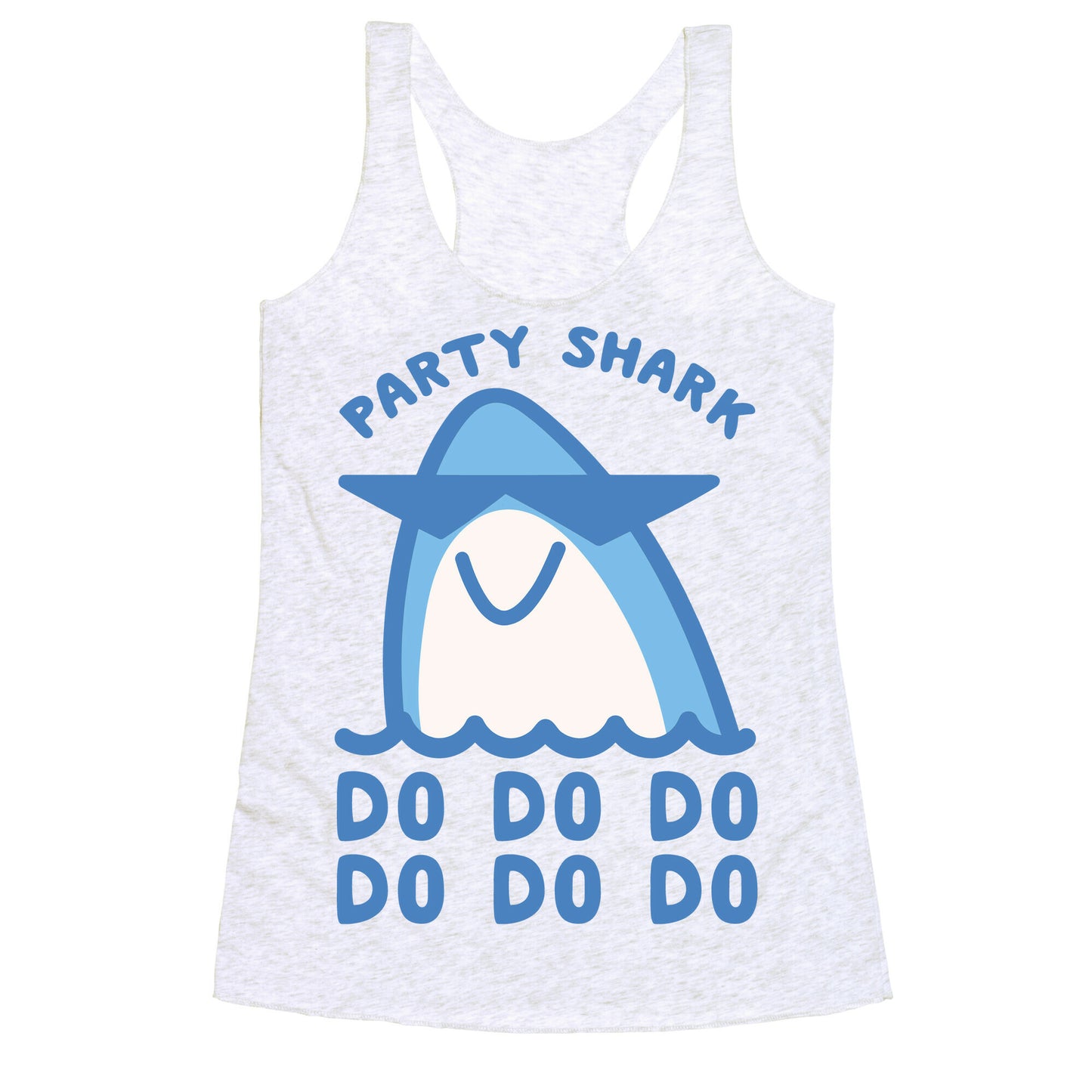 Party Shark Parody White Print Racerback Tank