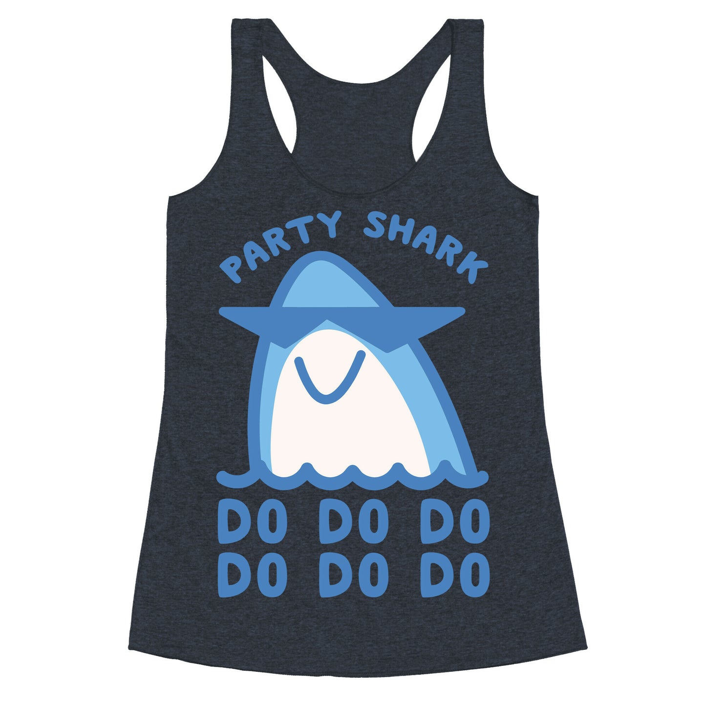 Party Shark Parody White Print Racerback Tank