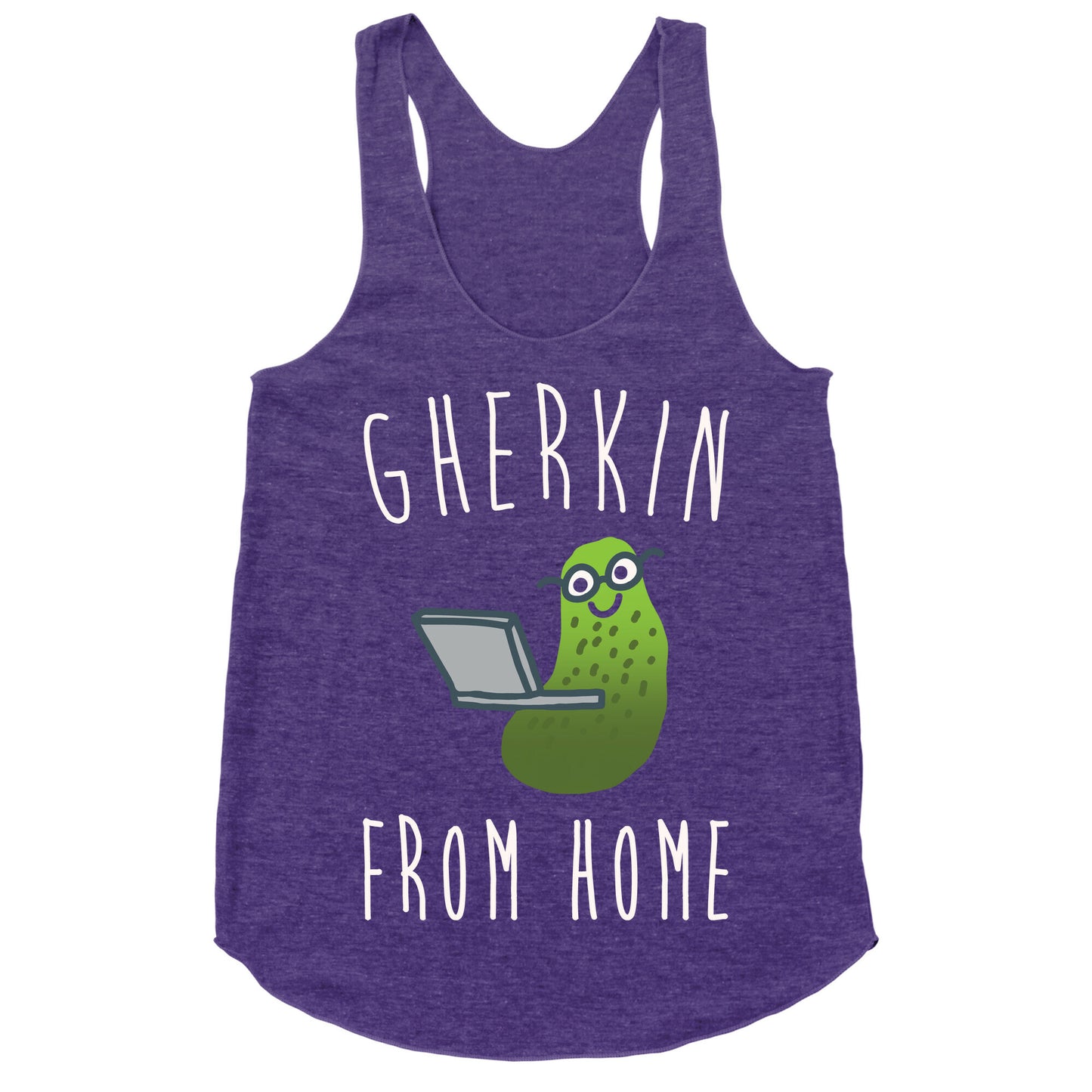 Gherkin From Pickle Parody Home White Print Racerback Tank