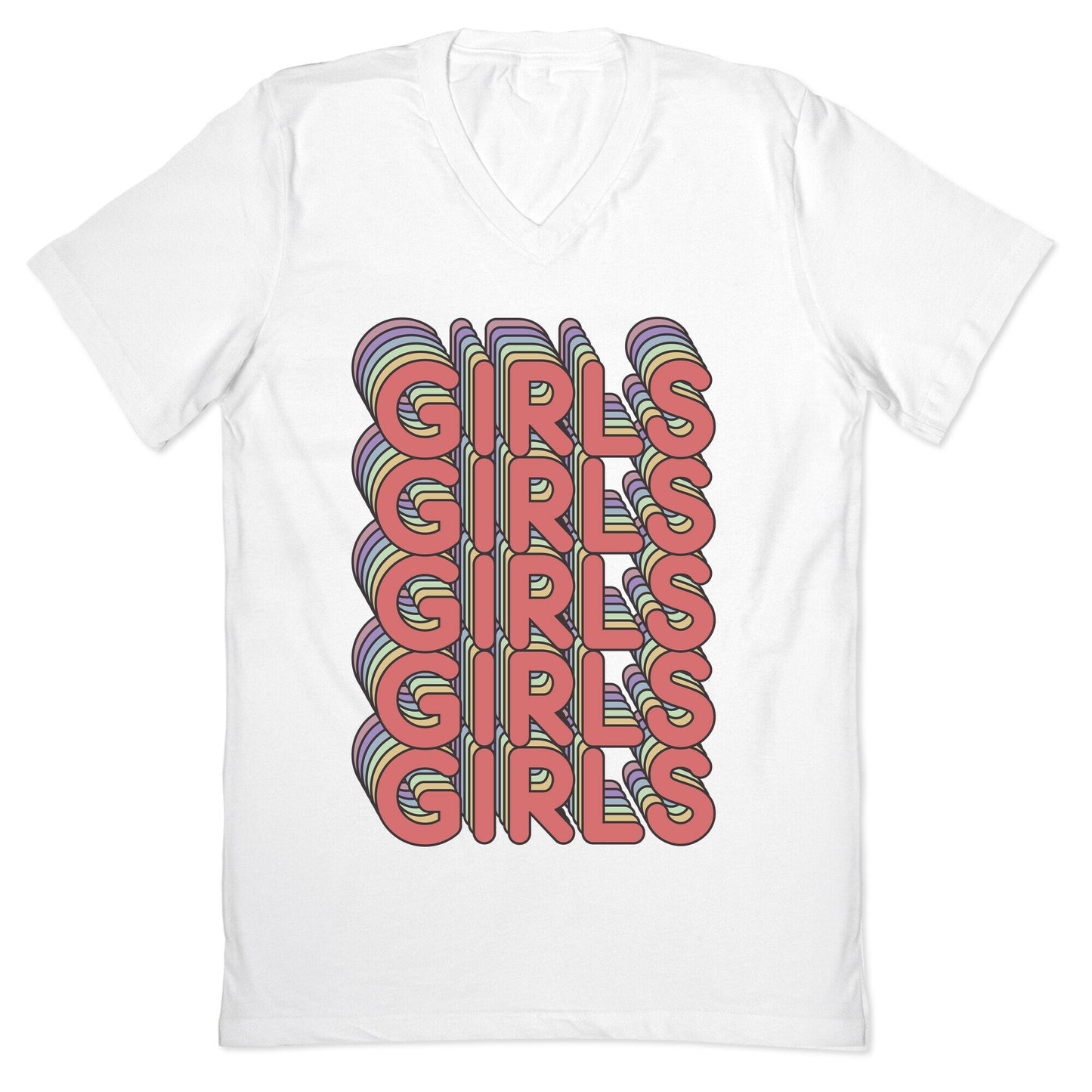 Girls Retro Rainbow V-Neck