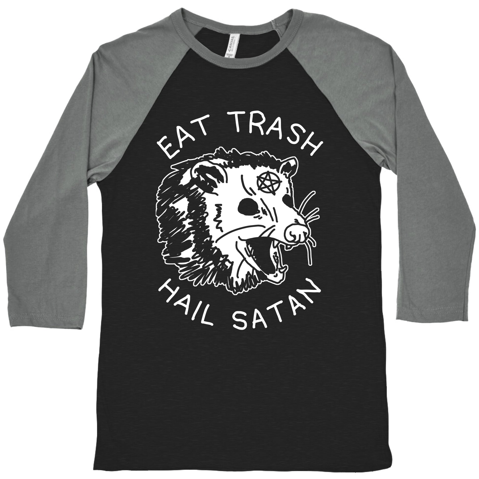 Eat Trash Hail Satan Possum Baseball Tee