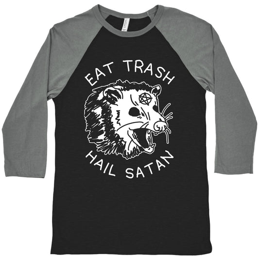 Eat Trash Hail Satan Possum Baseball Tee