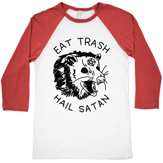 Eat Trash Hail Satan Possum Baseball Tee