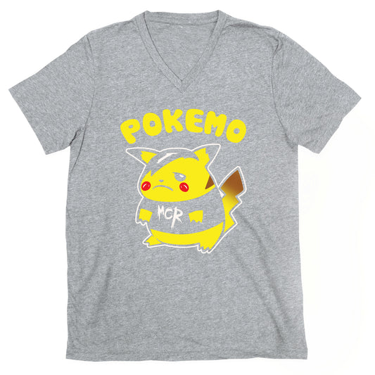 Pokemo Parody White Print V-Neck