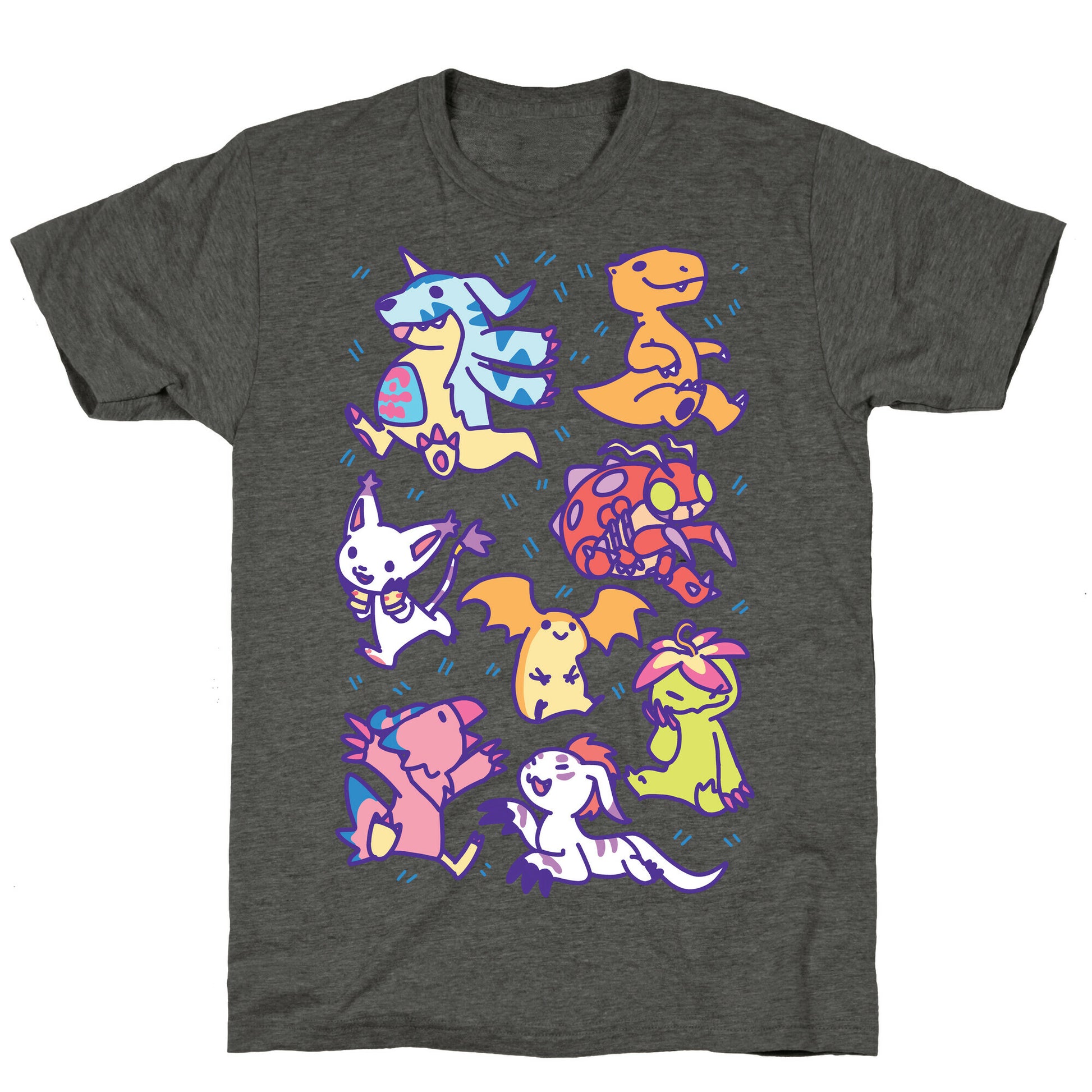 Digital Monsters Pattern Unisex Triblend Tee