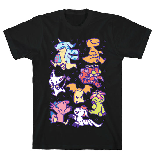 Digital Monsters Pattern T-Shirt