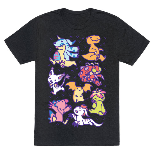 Digital Monsters Pattern Unisex Triblend Tee