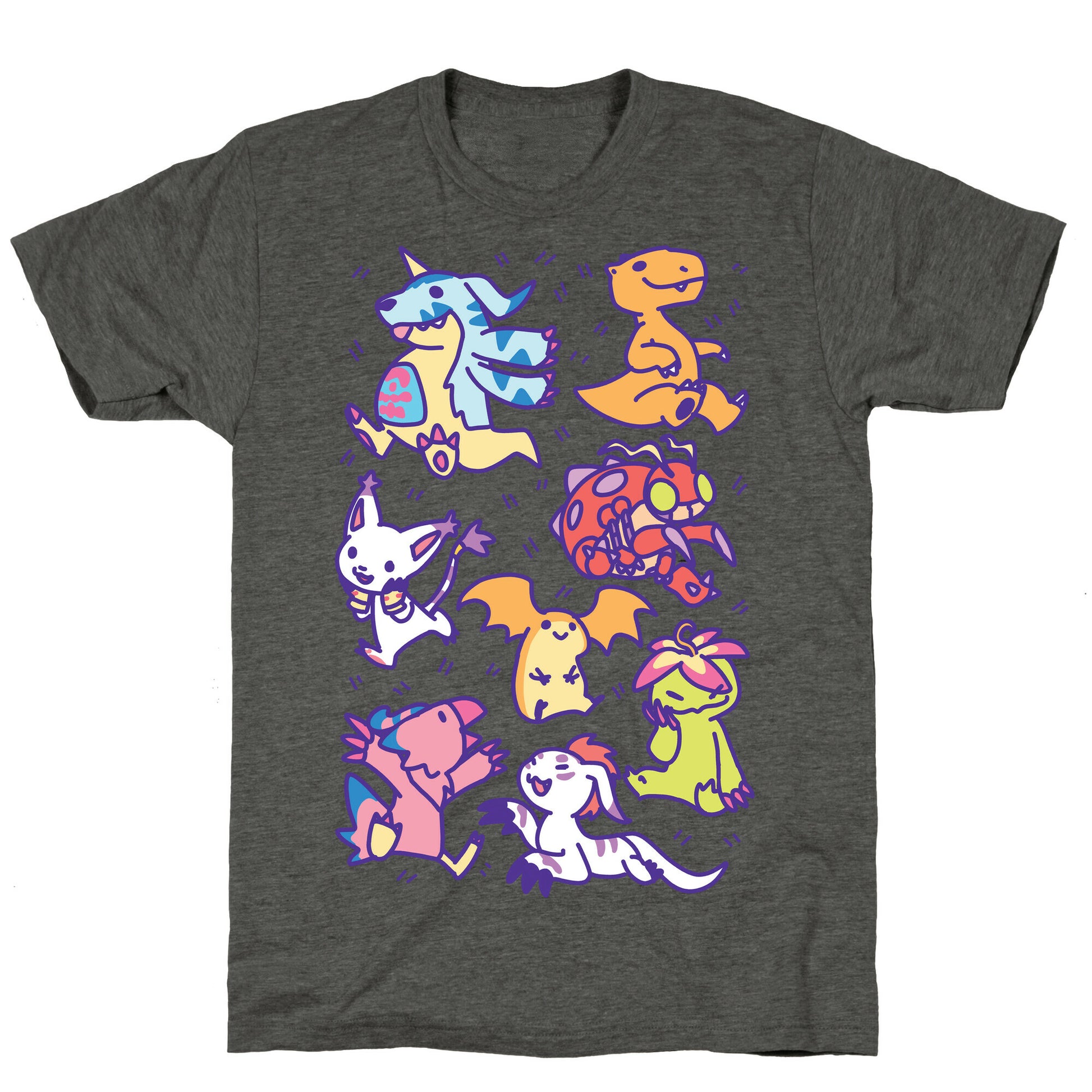 Digital Monsters Pattern Unisex Triblend Tee