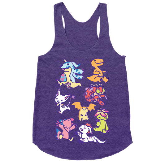 Digital Monsters Pattern Racerback Tank