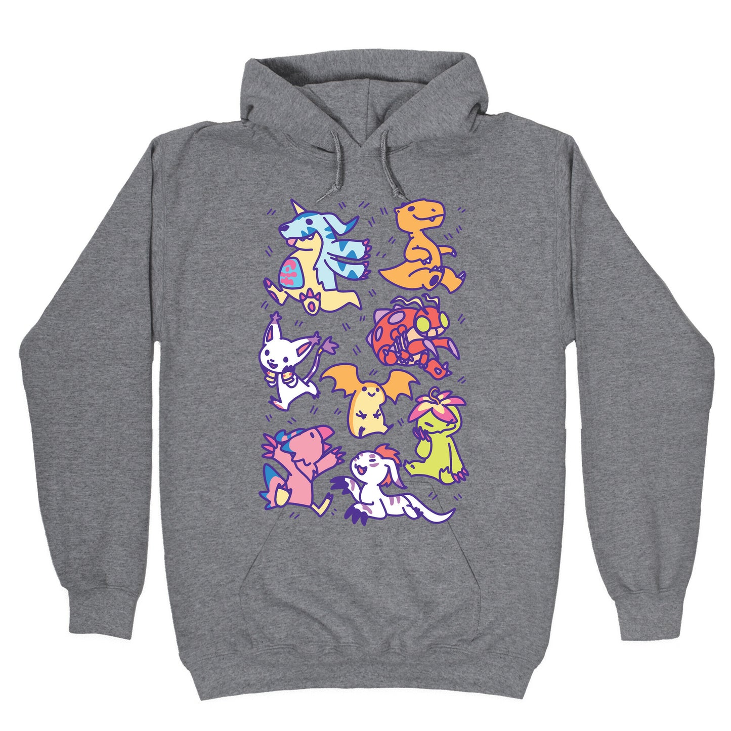 Digital Monsters Pattern Hoodie