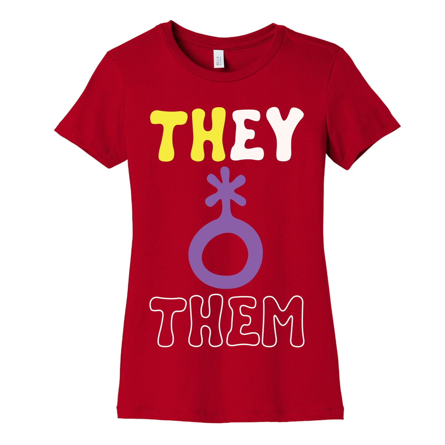 They Them Non Binary White Print Women's Cotton Tee