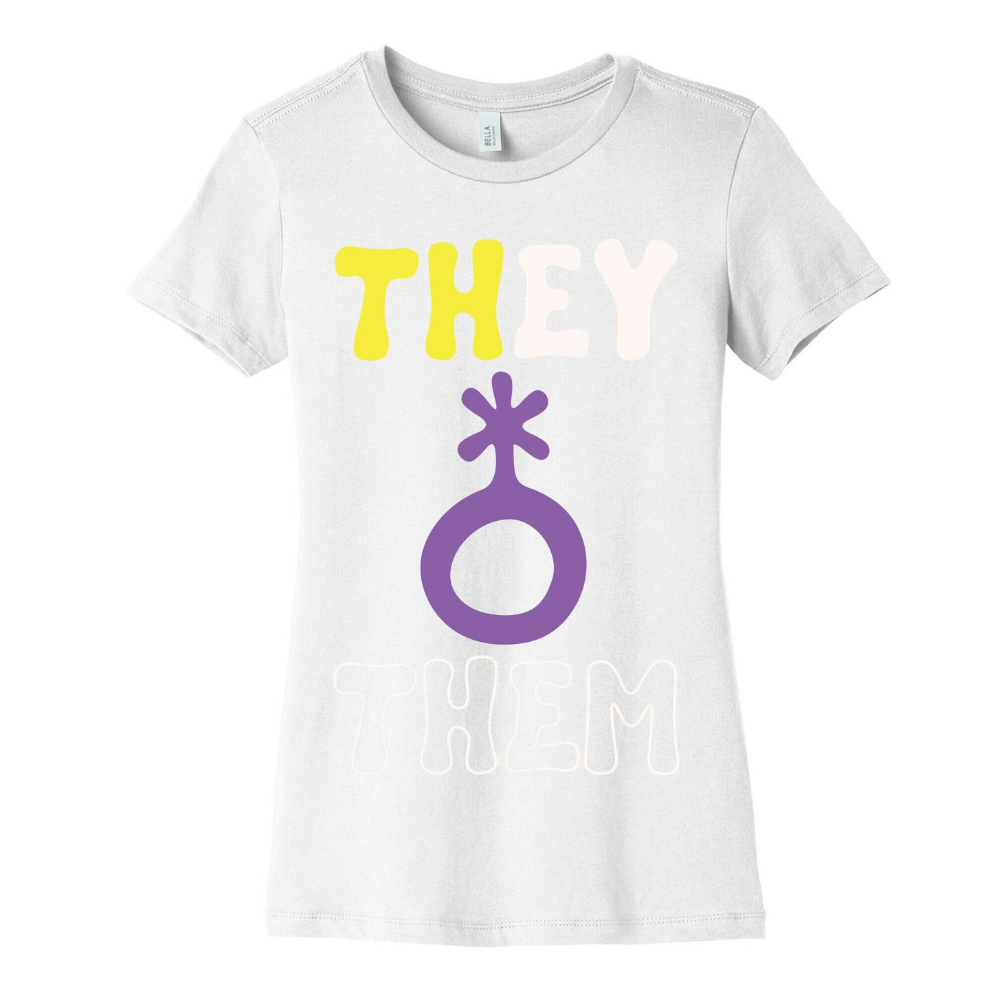 They Them Non Binary White Print Women's Cotton Tee