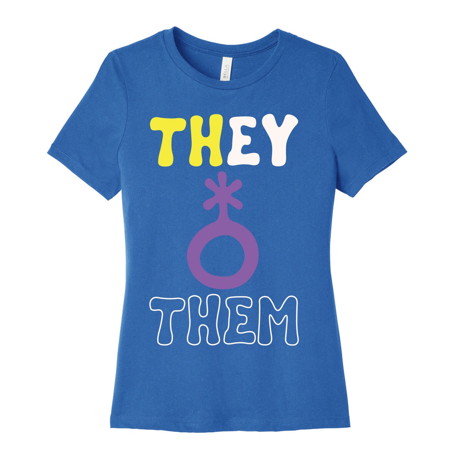 They Them Non Binary White Print Women's Cotton Tee