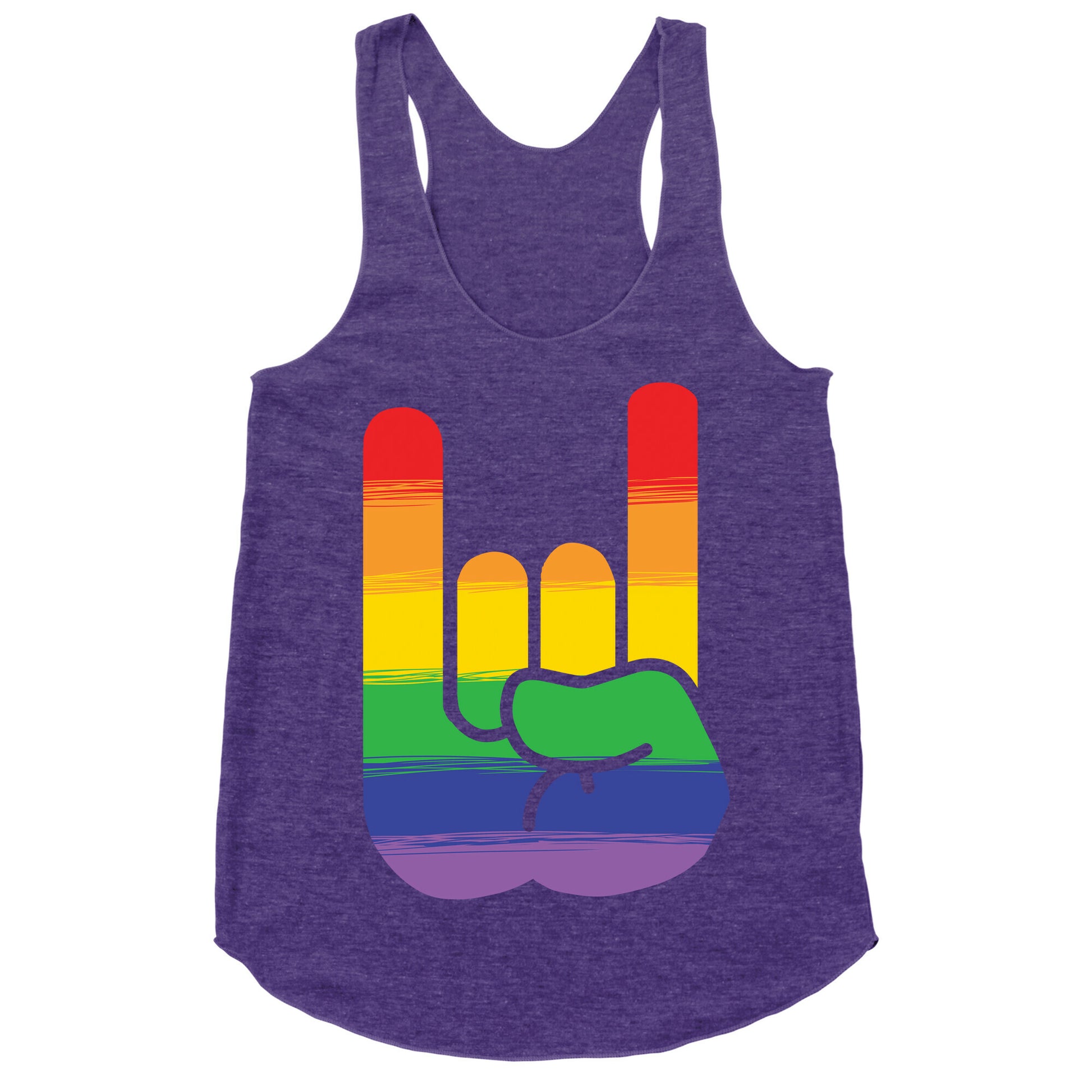 Rock On Gay Pride Racerback Tank