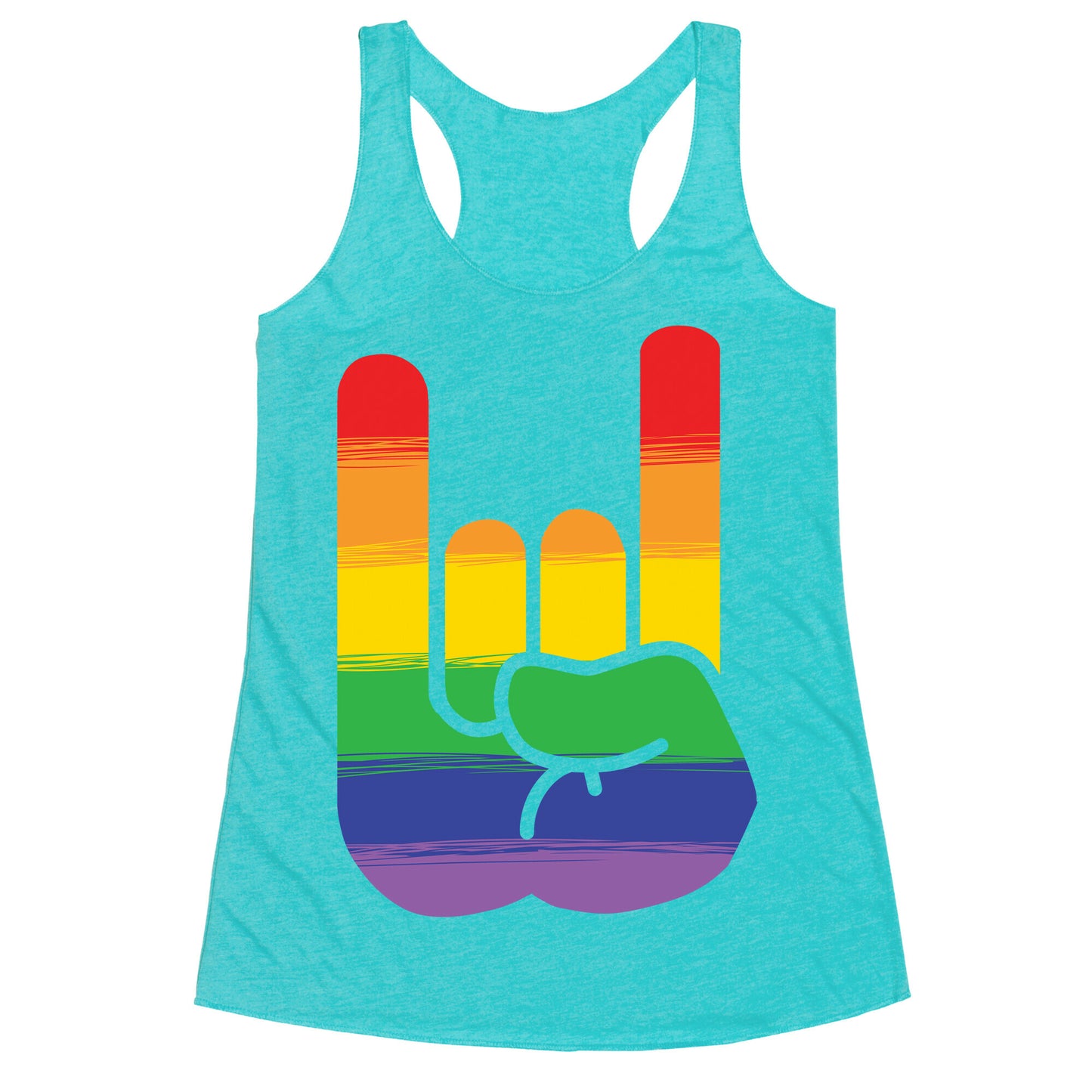 Rock On Gay Pride Racerback Tank