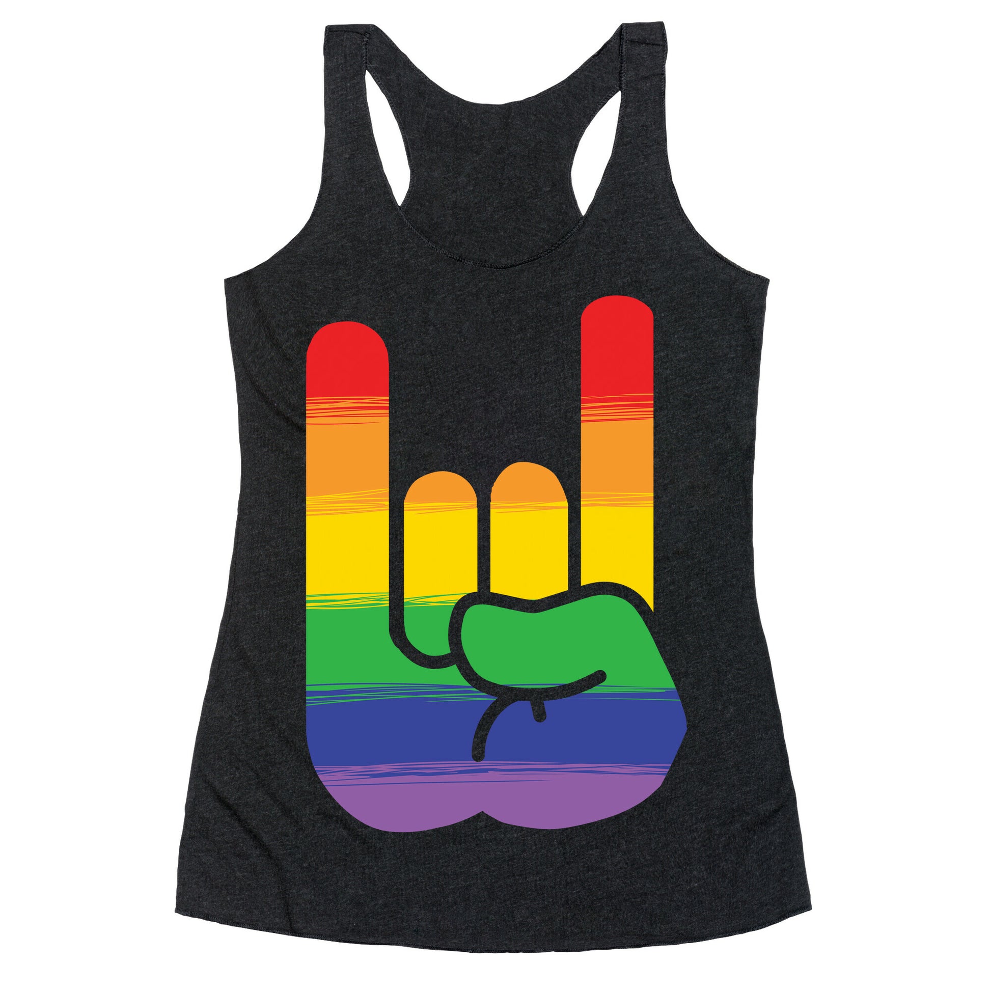 Rock On Gay Pride Racerback Tank