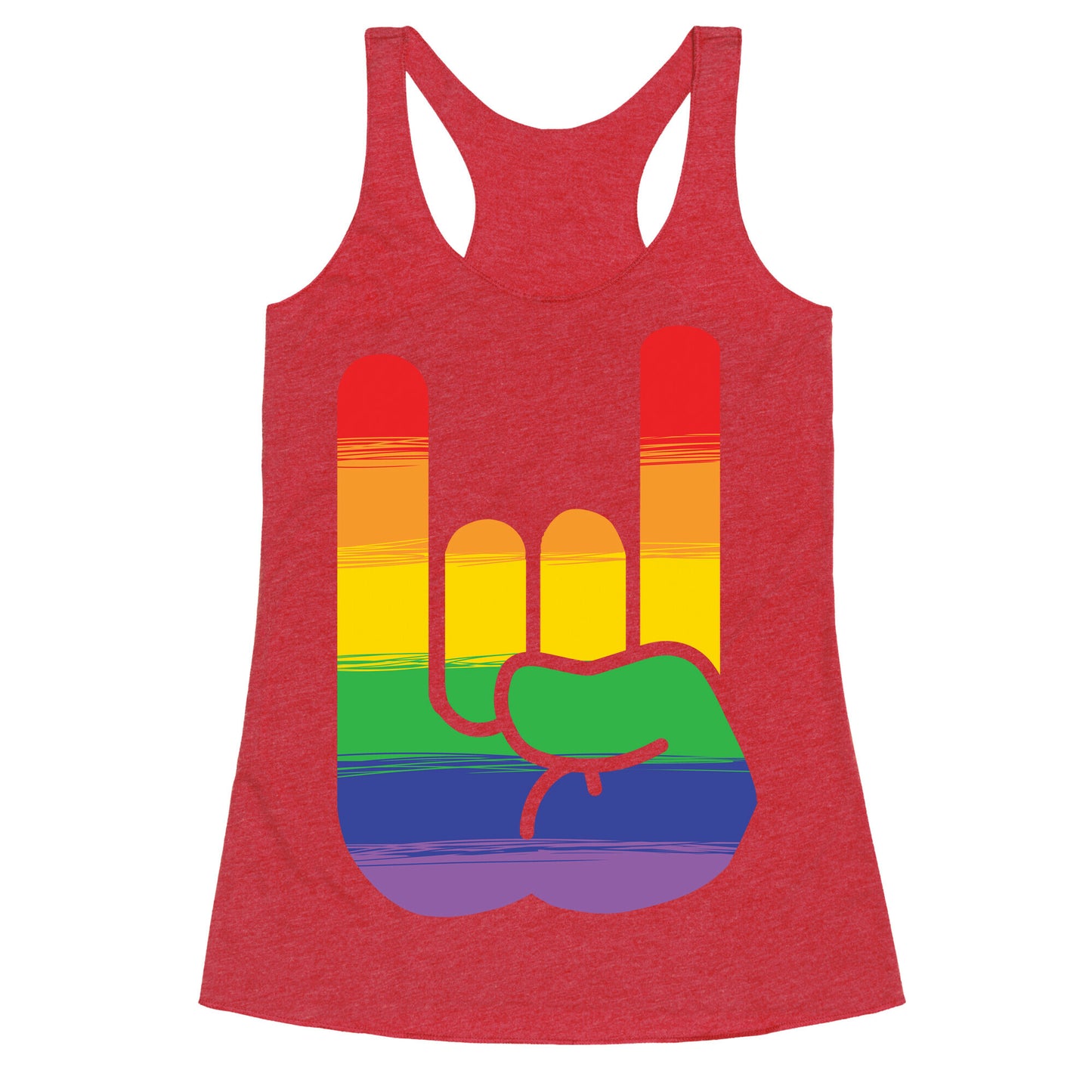 Rock On Gay Pride Racerback Tank