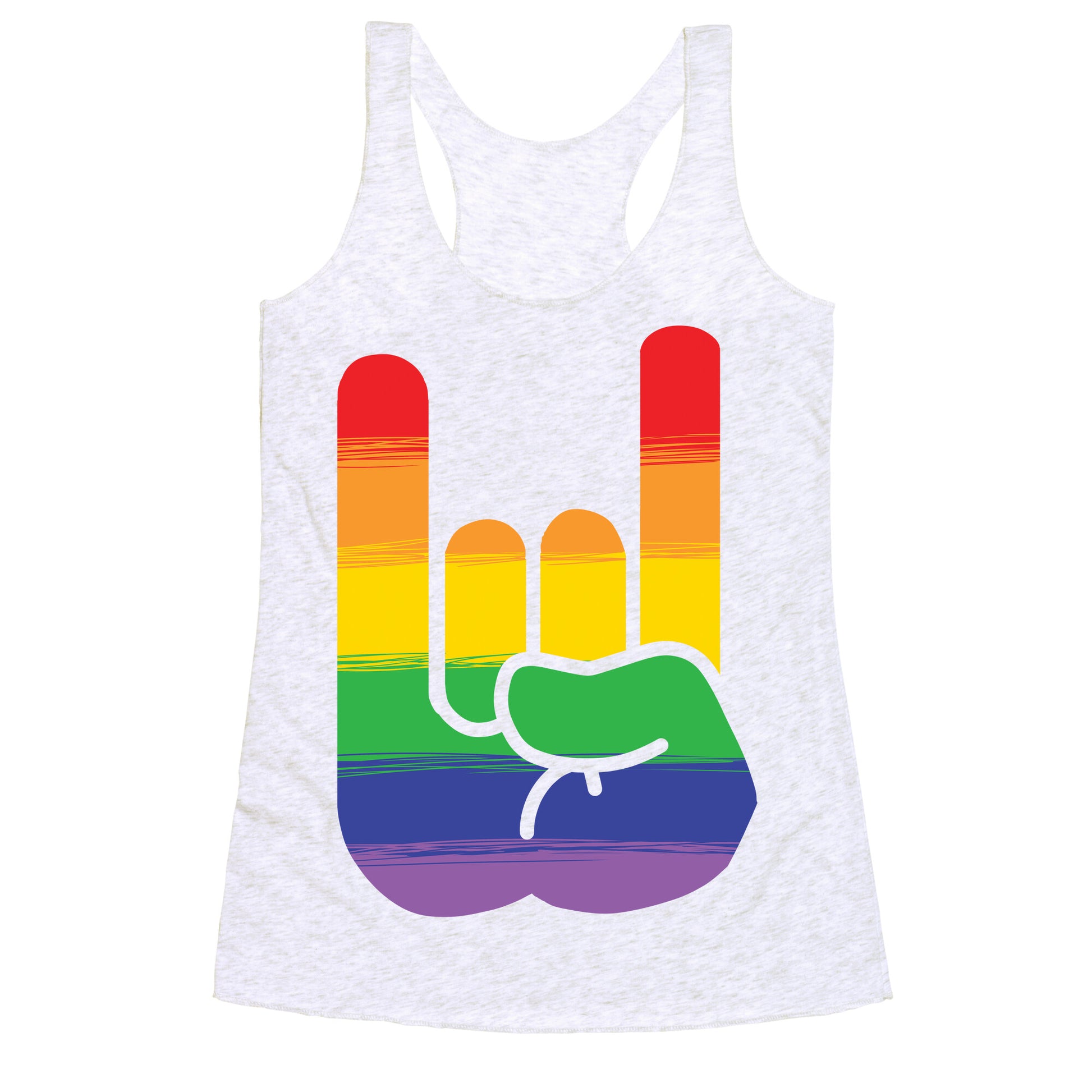 Rock On Gay Pride Racerback Tank