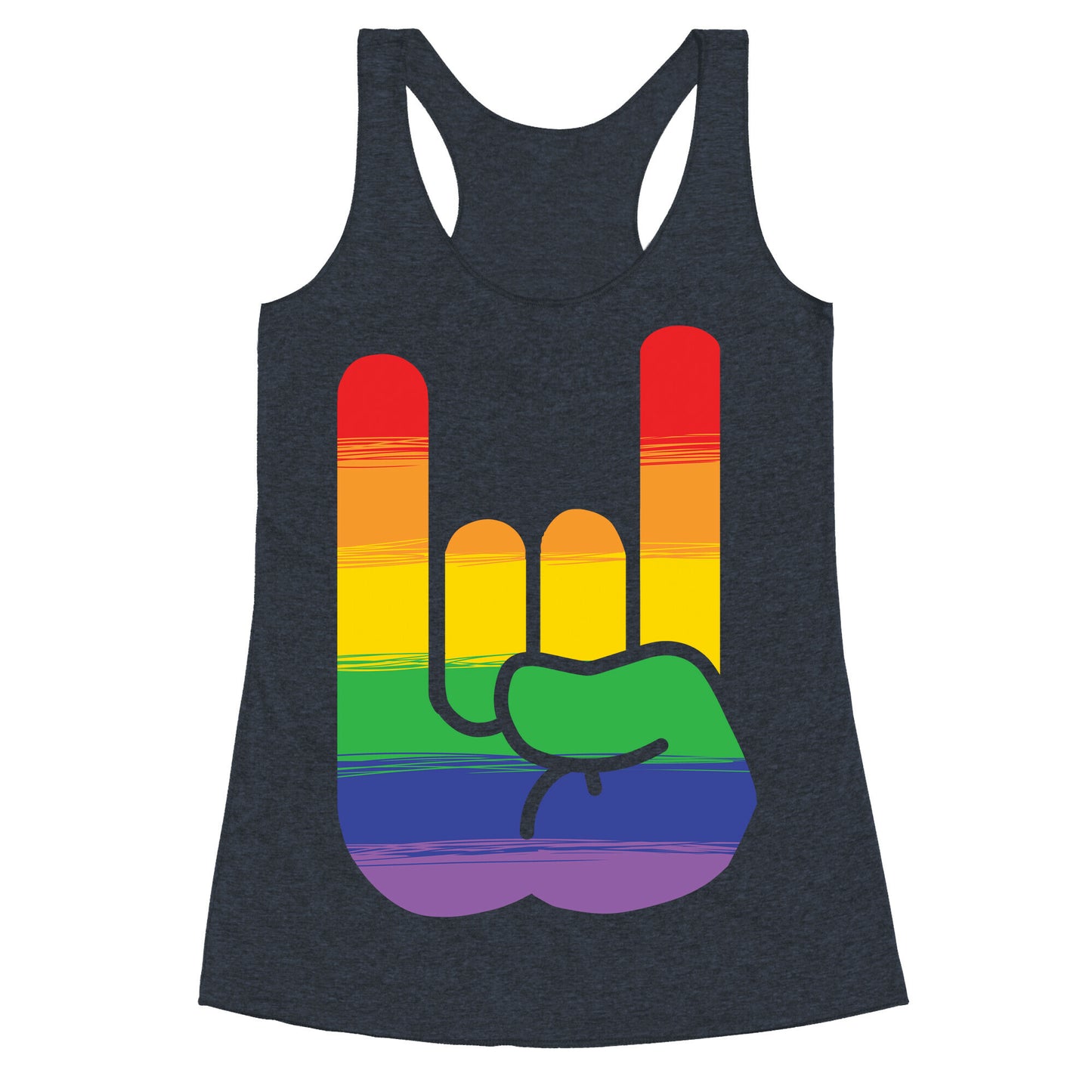 Rock On Gay Pride Racerback Tank