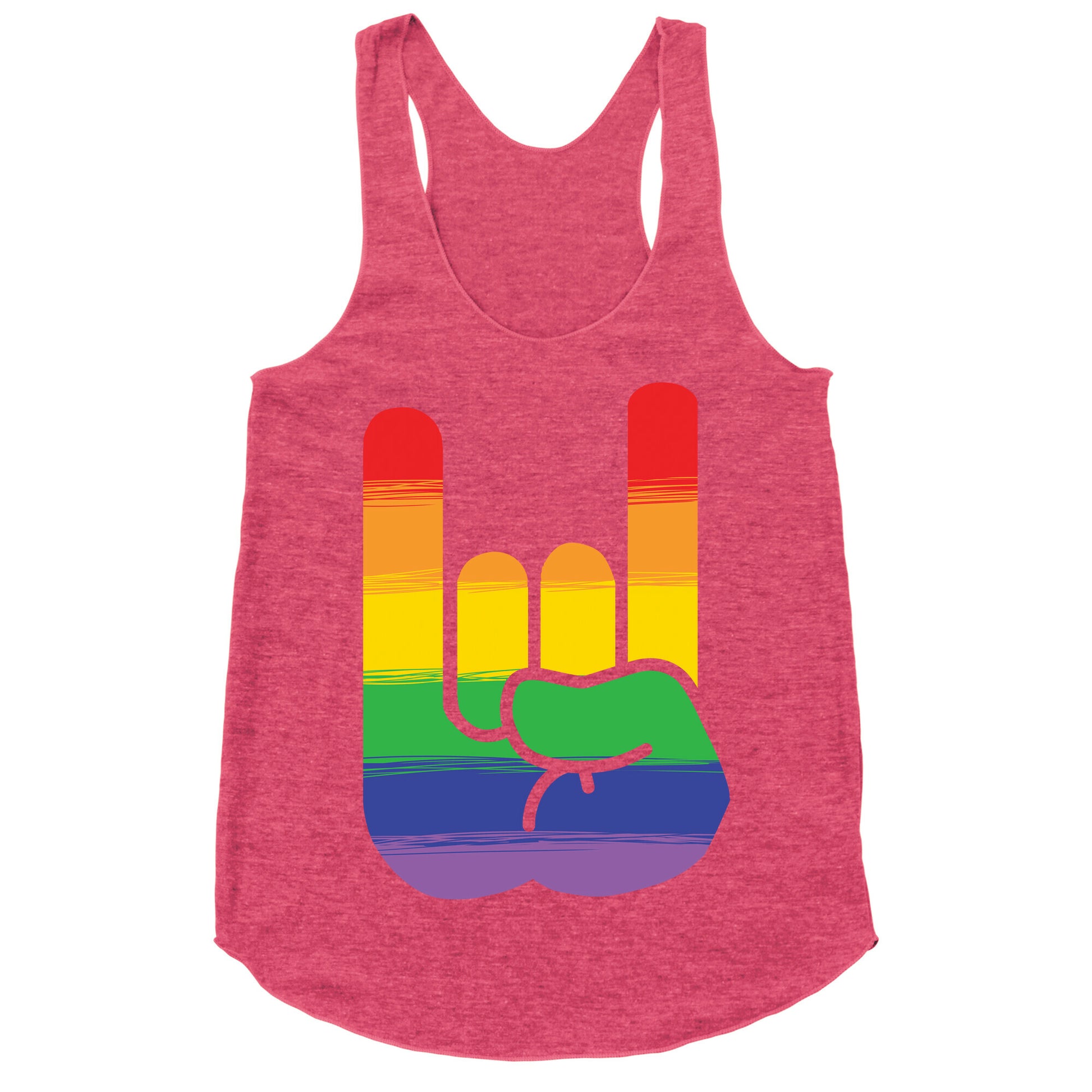 Rock On Gay Pride Racerback Tank