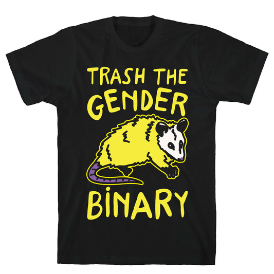 Trash The Gender Binary Possum White Print T-Shirt