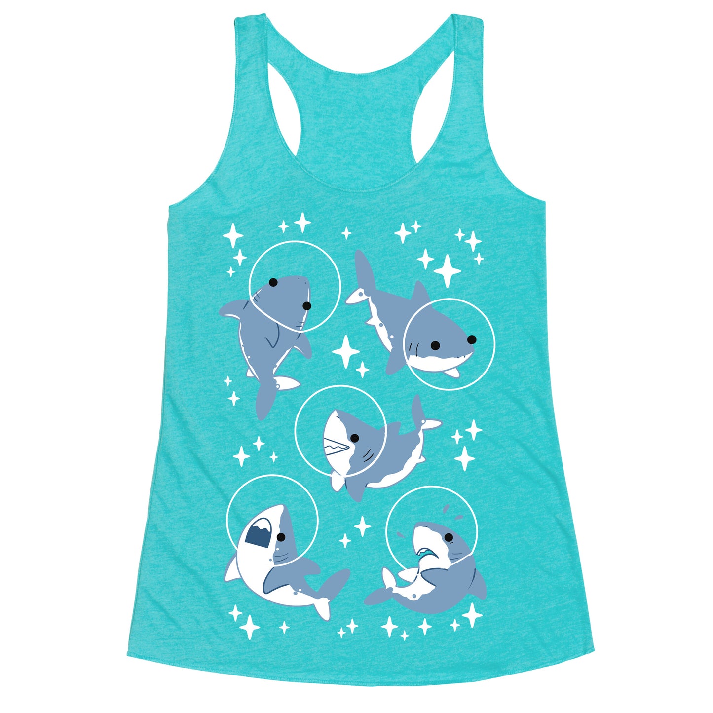 Space Shark Pattern Racerback Tank