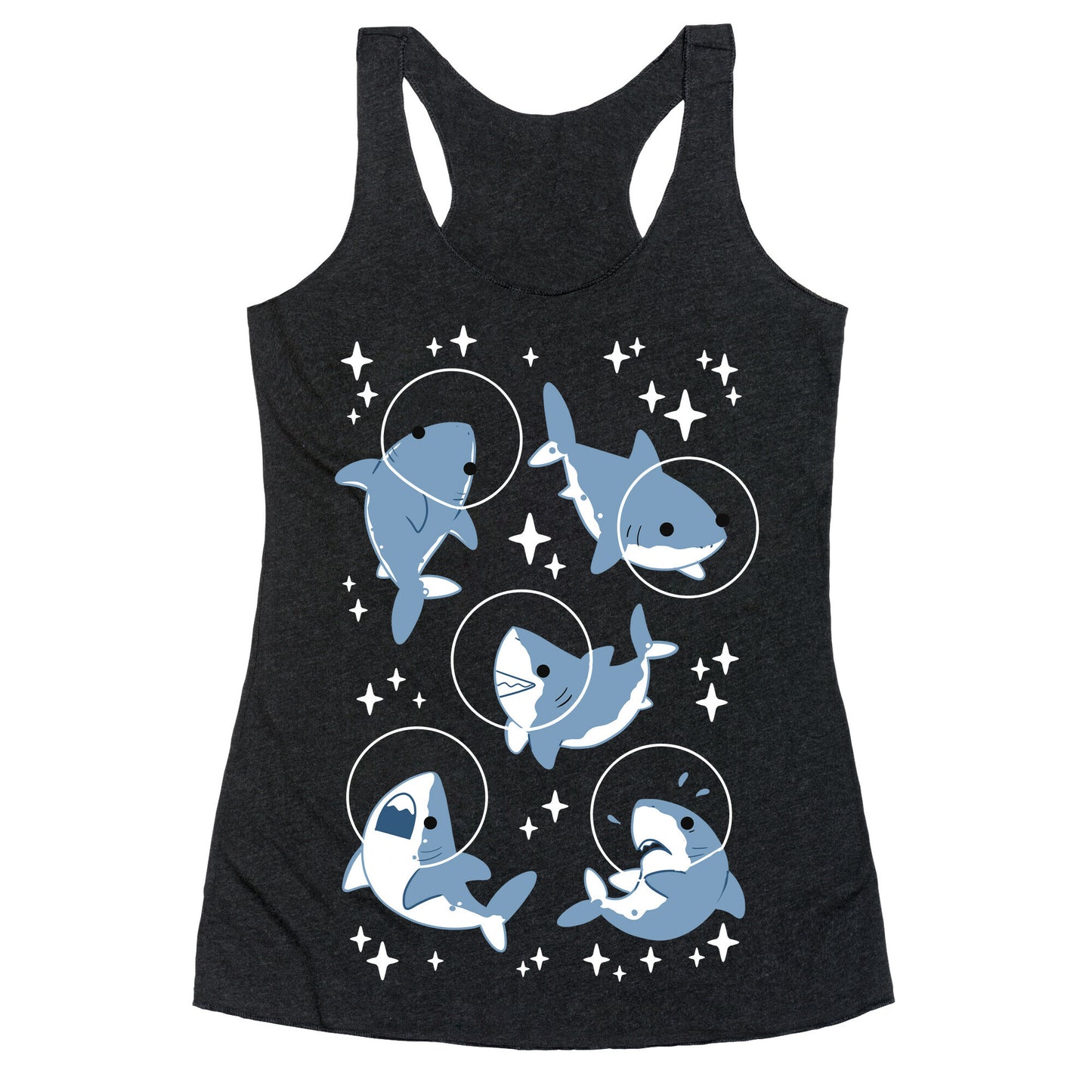 Space Shark Pattern Racerback Tank