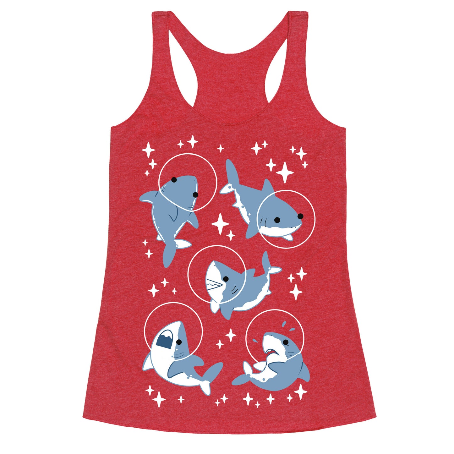 Space Shark Pattern Racerback Tank