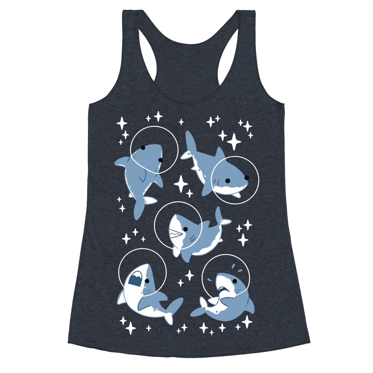 Space Shark Pattern Racerback Tank
