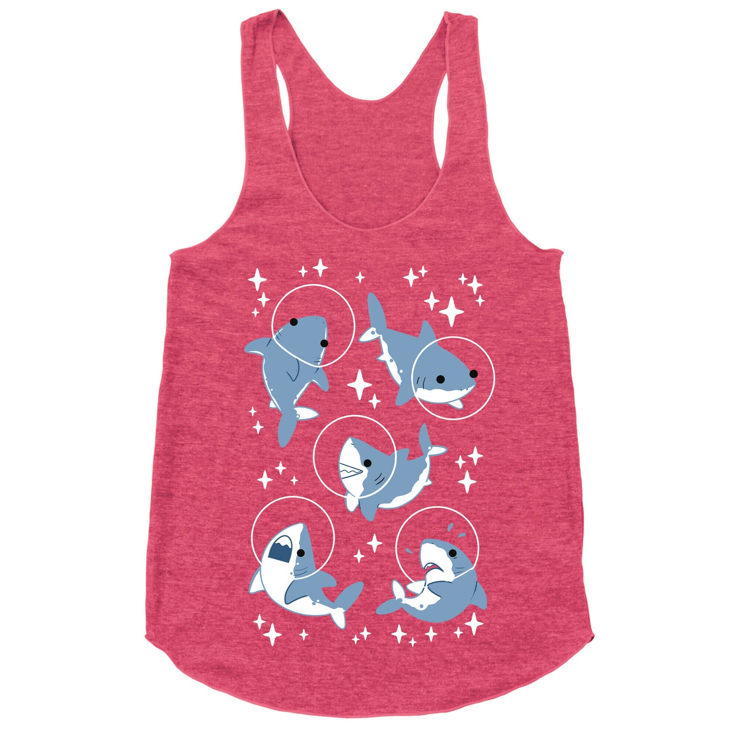 Space Shark Pattern Racerback Tank