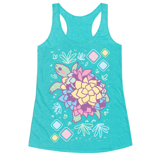 Pastel Succulent Turtle Racerback Tank