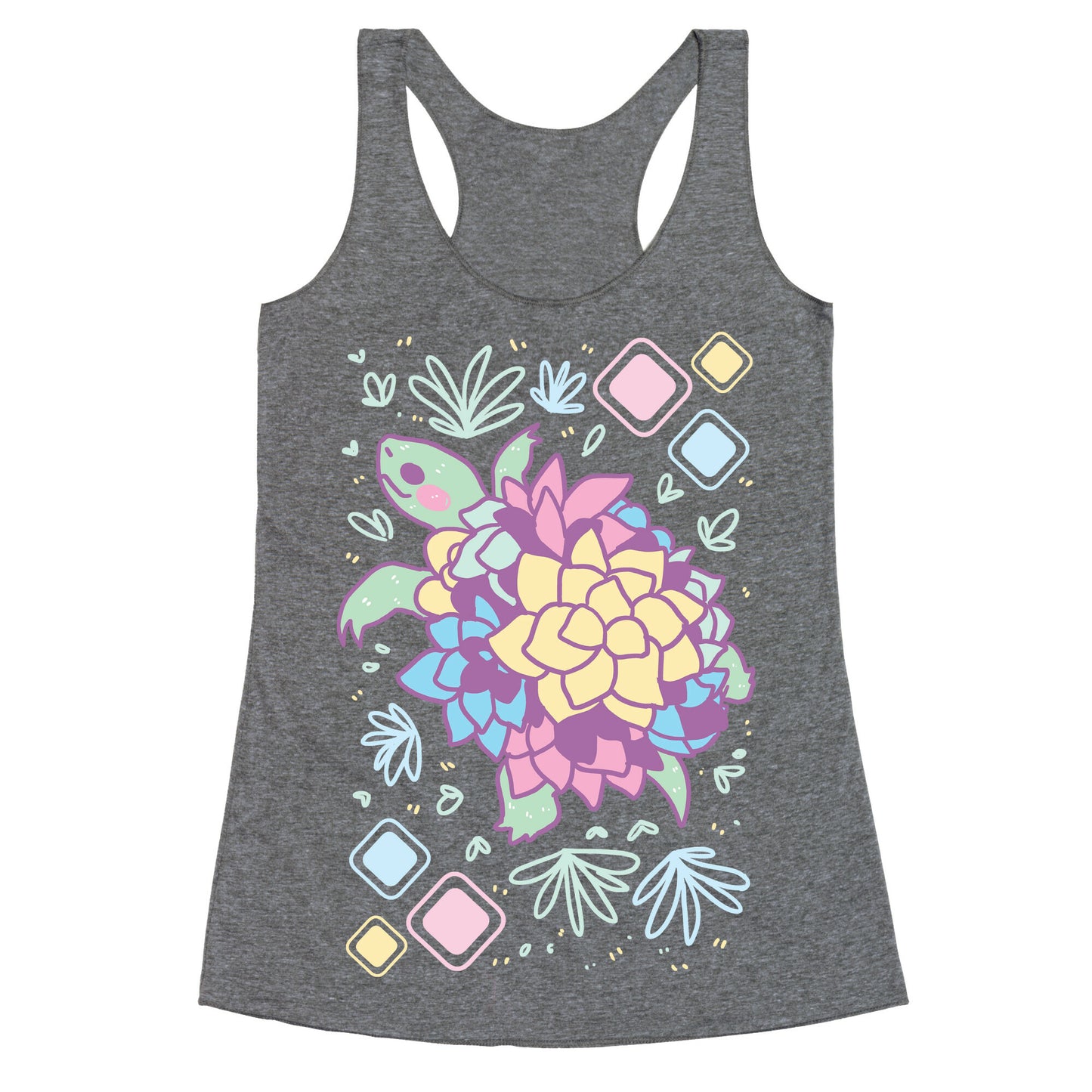 Pastel Succulent Turtle Racerback Tank