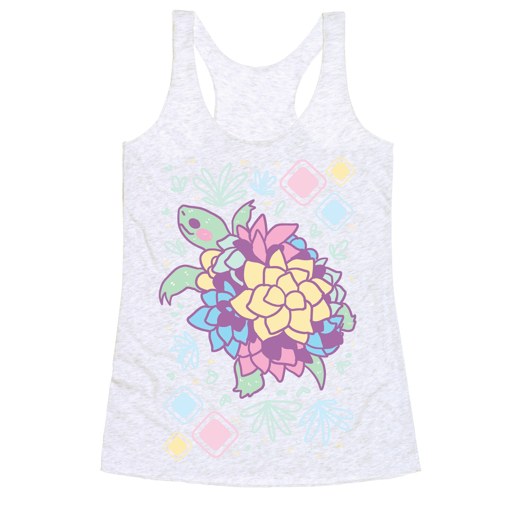 Pastel Succulent Turtle Racerback Tank