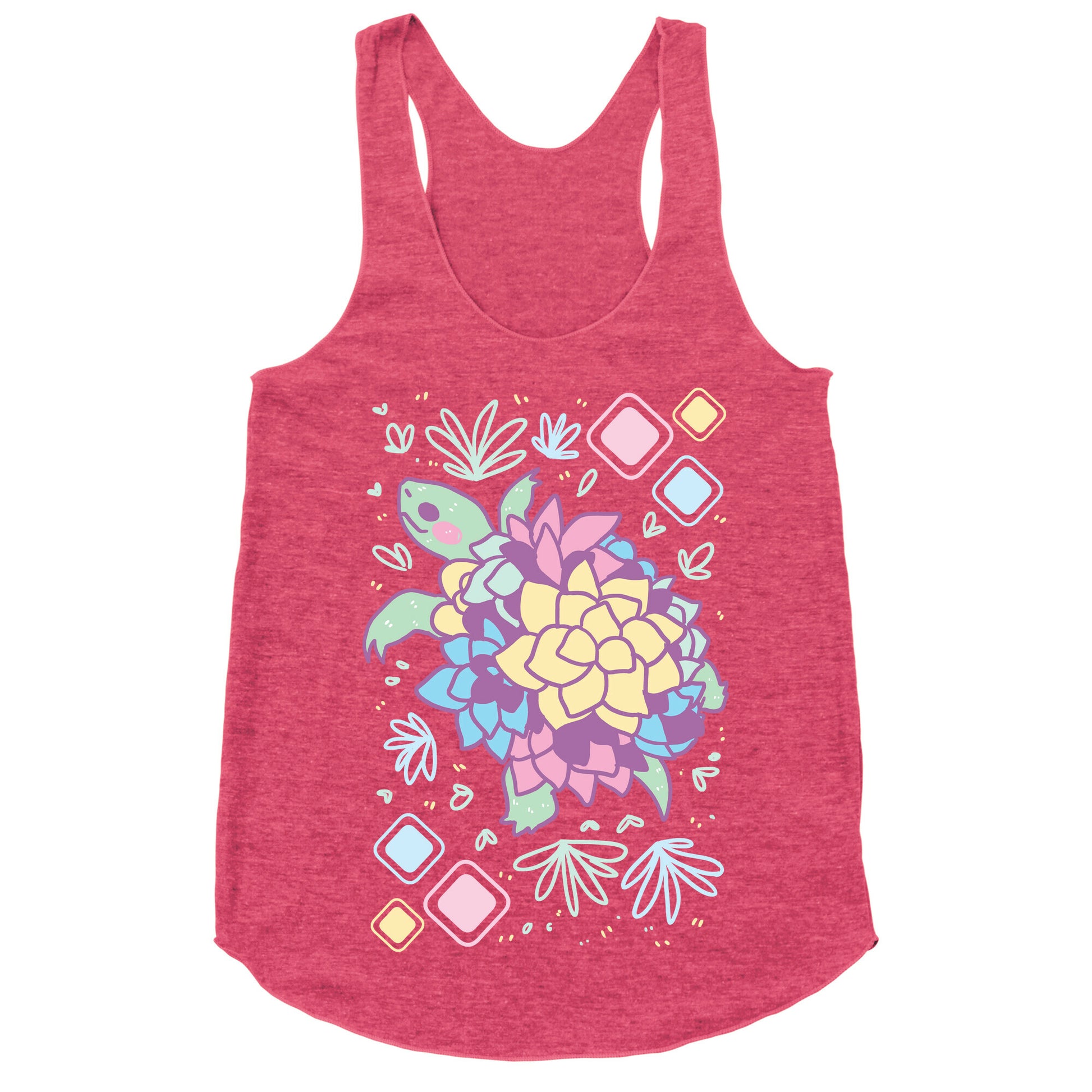 Pastel Succulent Turtle Racerback Tank