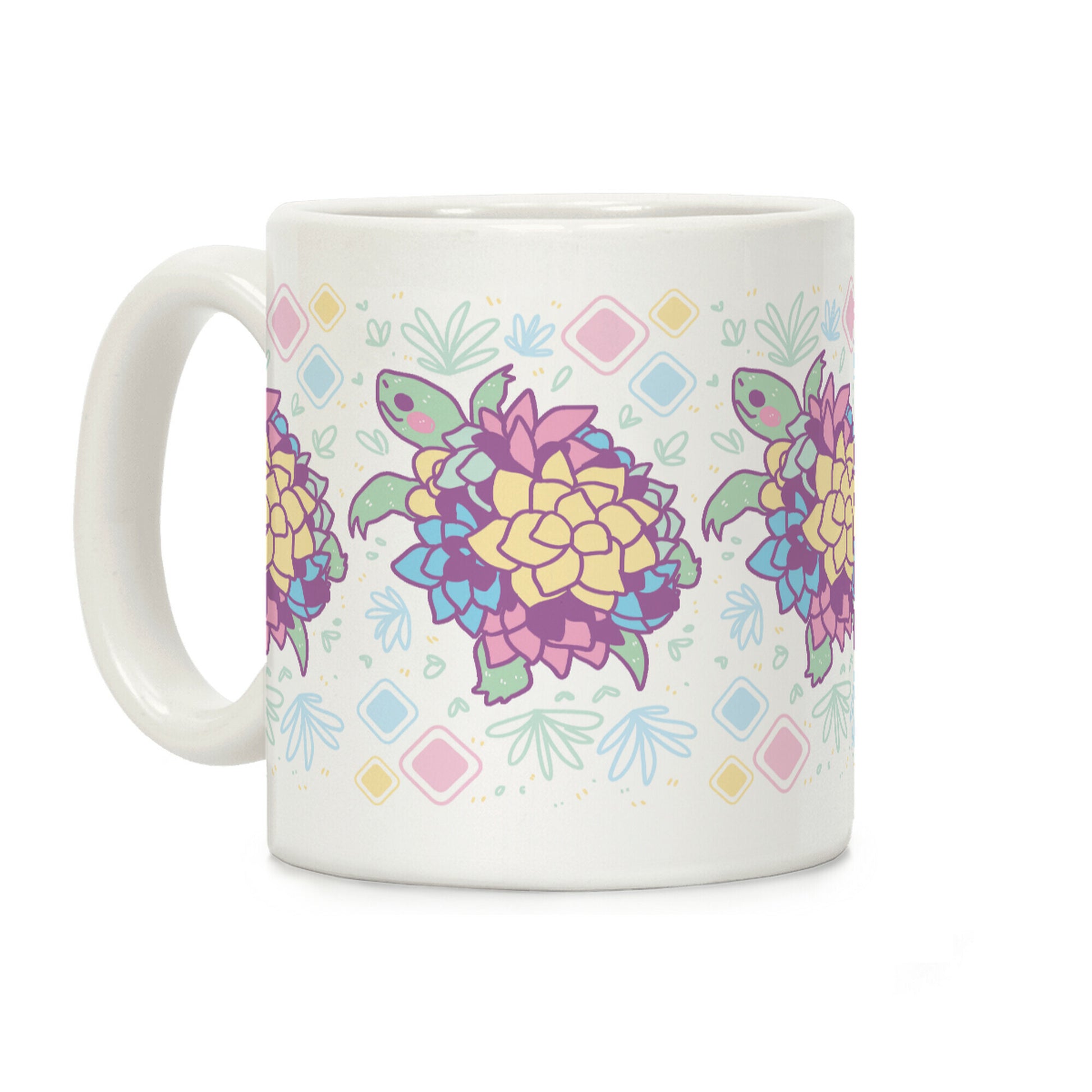 Pastel Succulent Turtle Coffee Mug